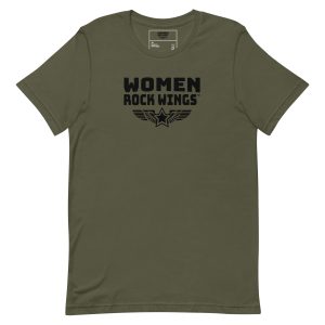 Women Rock Wings Military Green T-Shirt